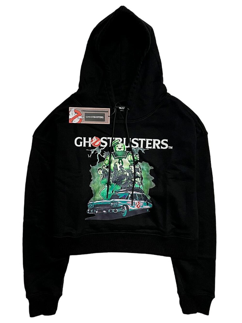 Ghostbusters Stay Puft Cropped Graphic Hoodie Black L NWT Freeze Max